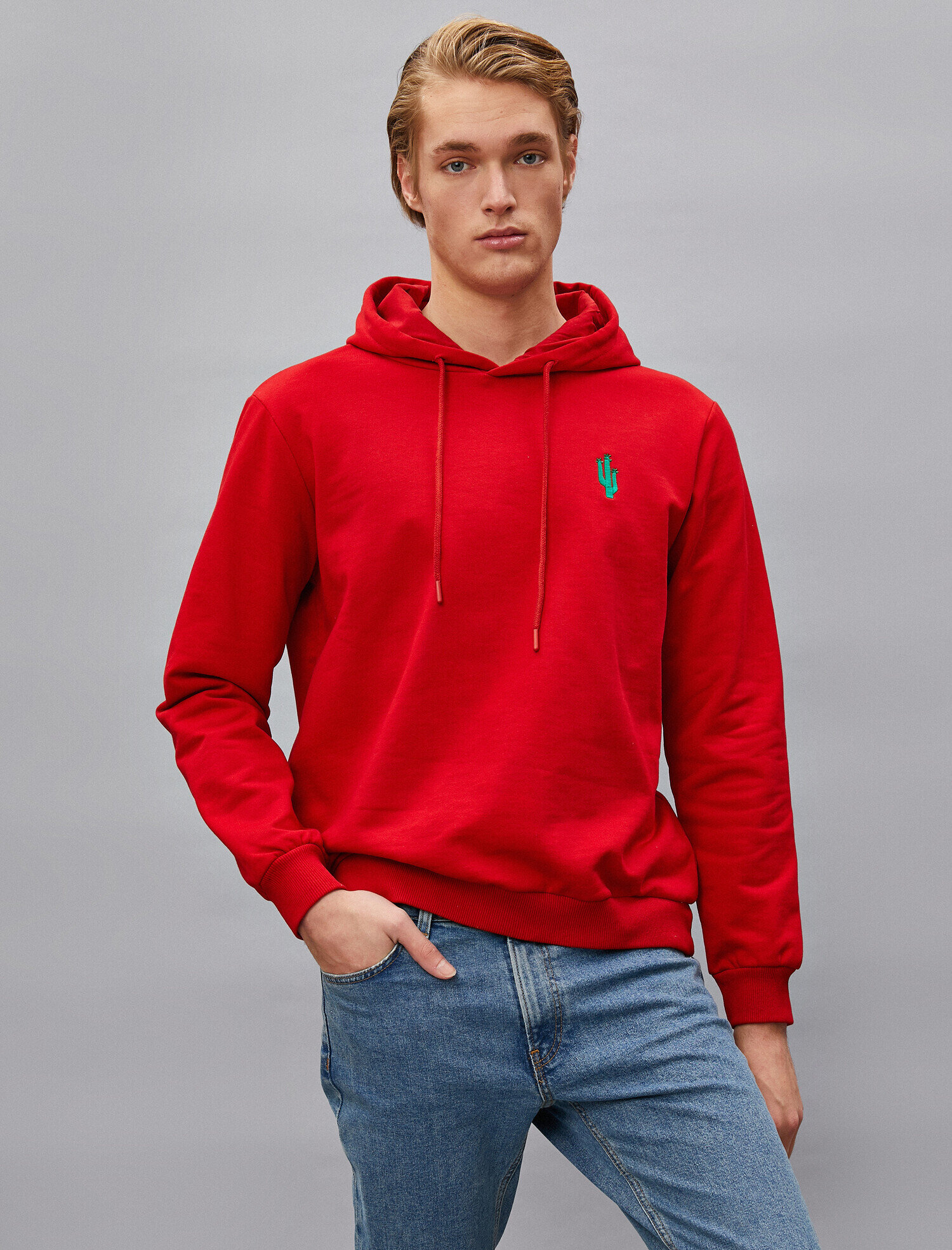   Kapüşonlu İşlemeli Uzun Kollu Pamuklu Sweatshirt