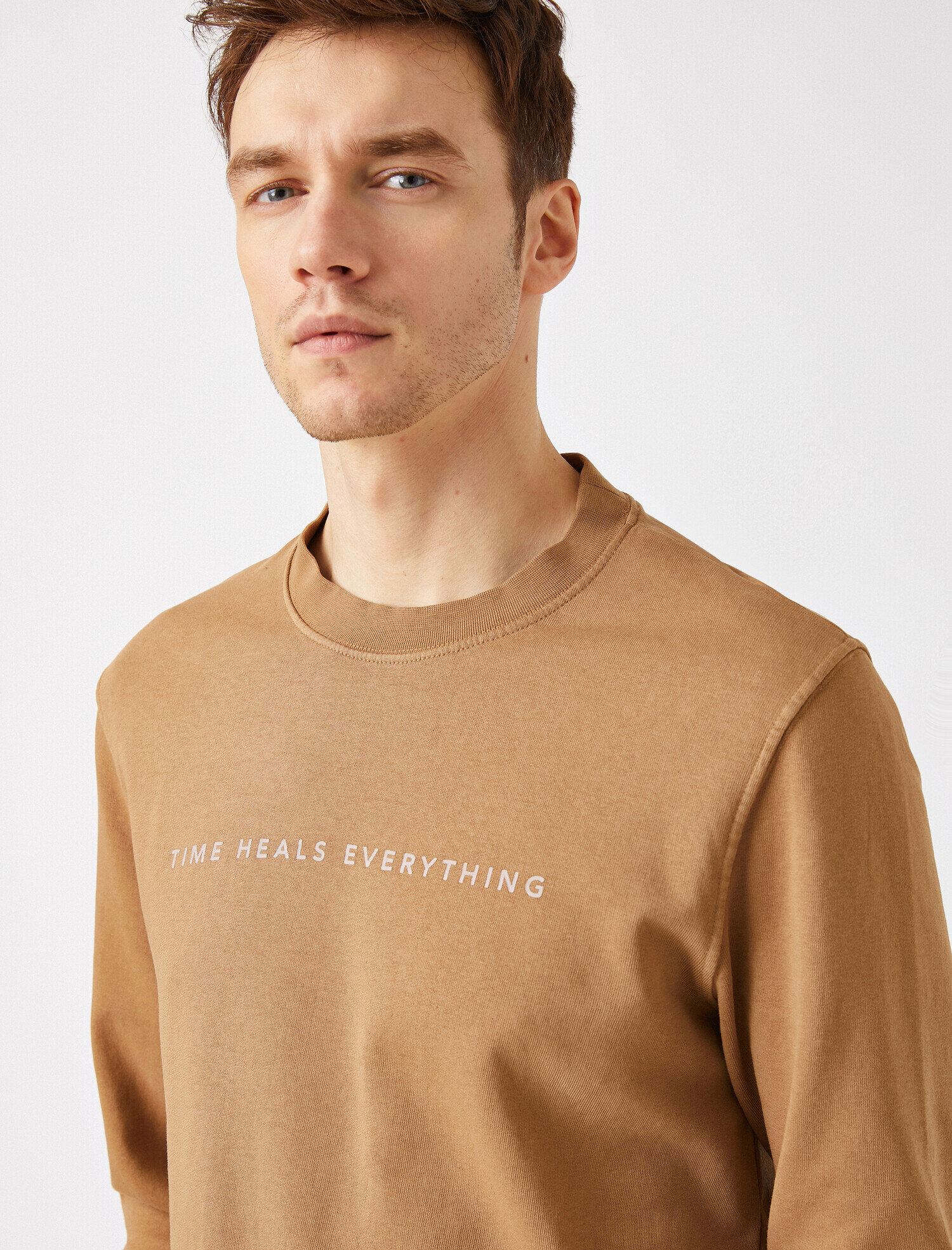   Baskılı Bisiklet Yaka Uzun Kollu Sweatshirt