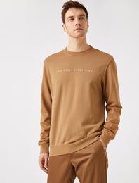 Baskılı Bisiklet Yaka Uzun Kollu Sweatshirt