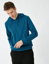 Kapüşonlu Uzun Kollu Basic Sweatshirt
