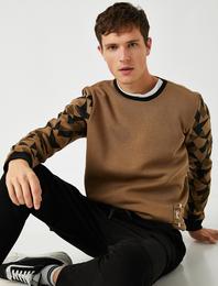 Bisiklet Yaka Baskılı Sweatshirt