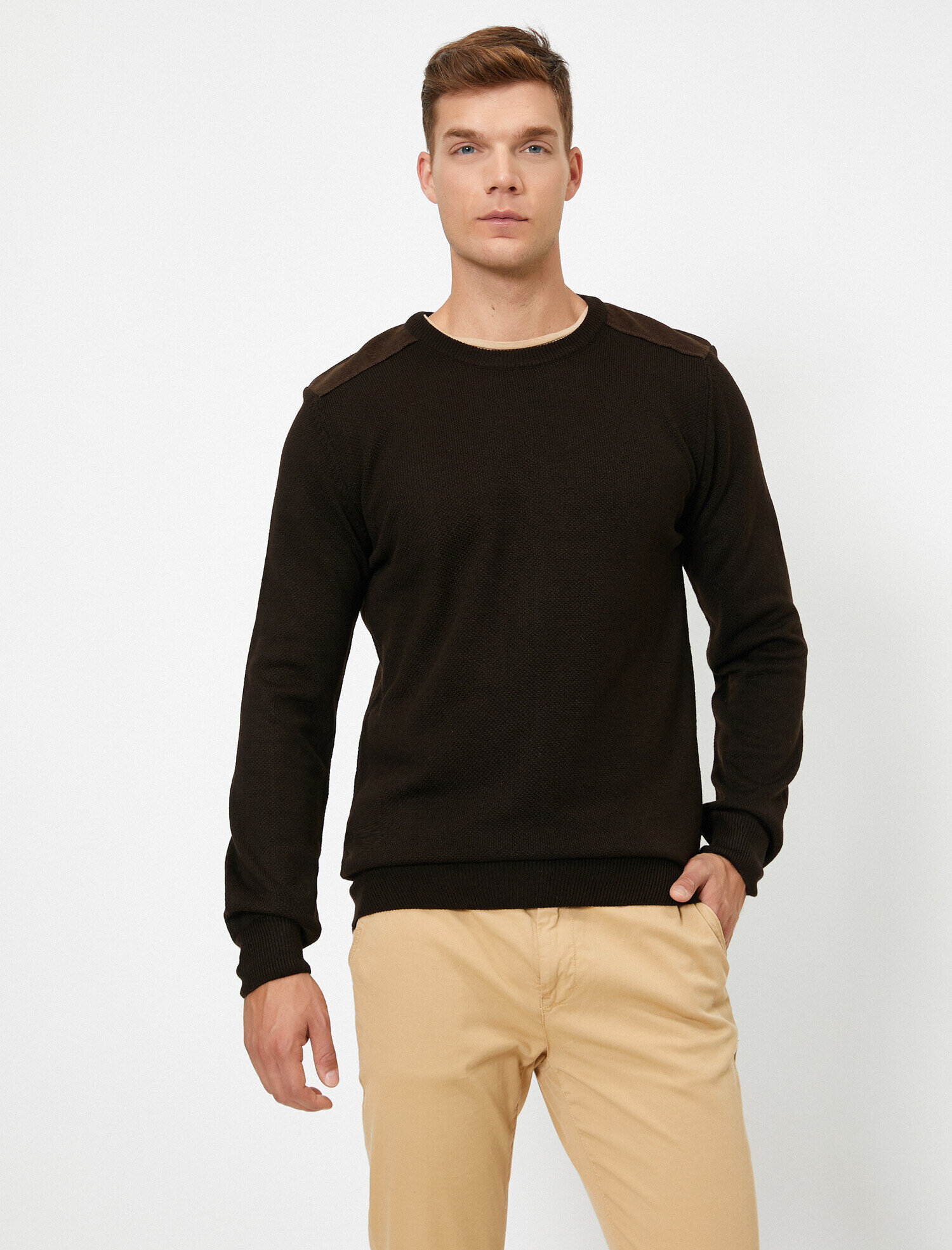   Omuz Detaylı Kazak Bisiklet Yaka