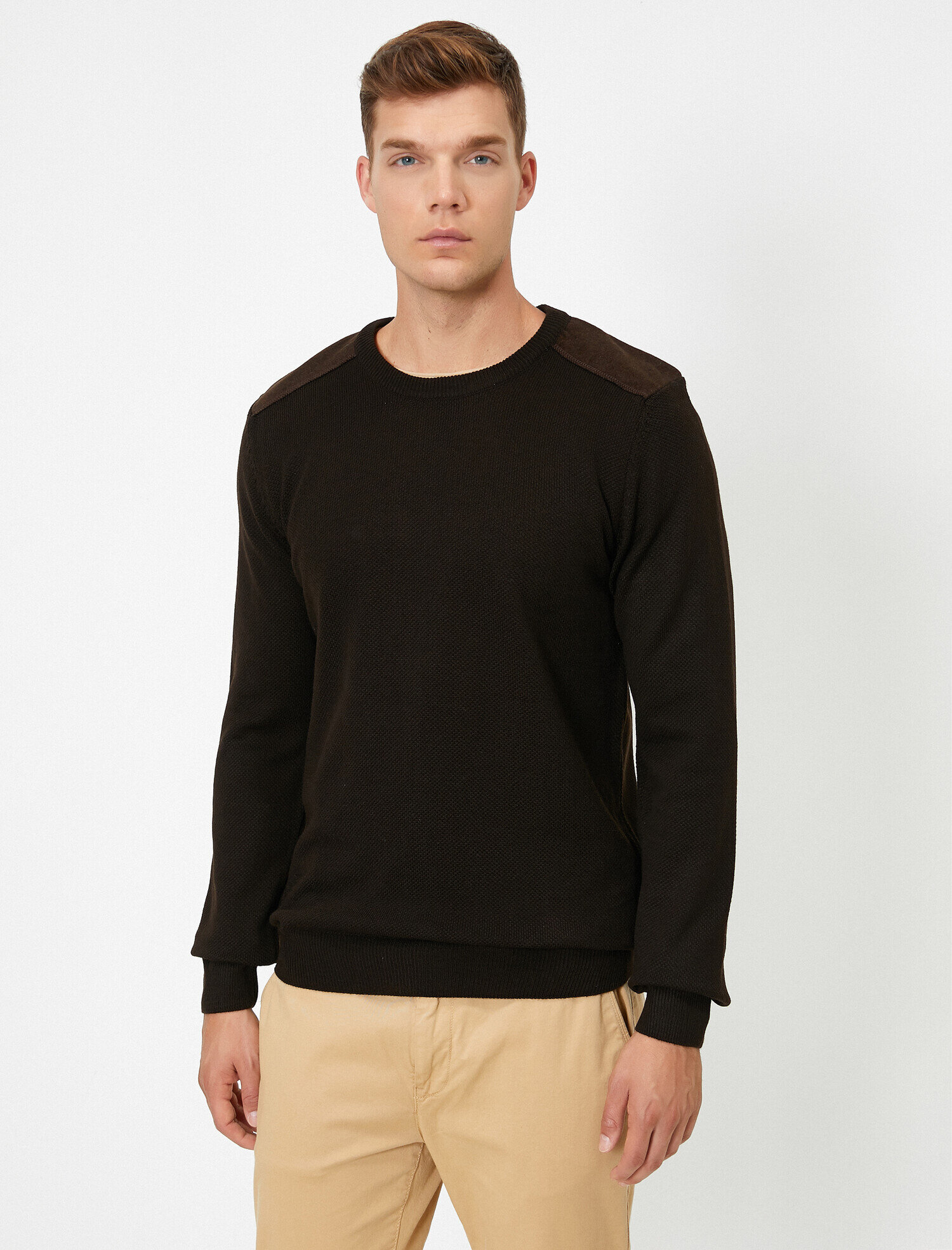   Omuz Detaylı Kazak Bisiklet Yaka