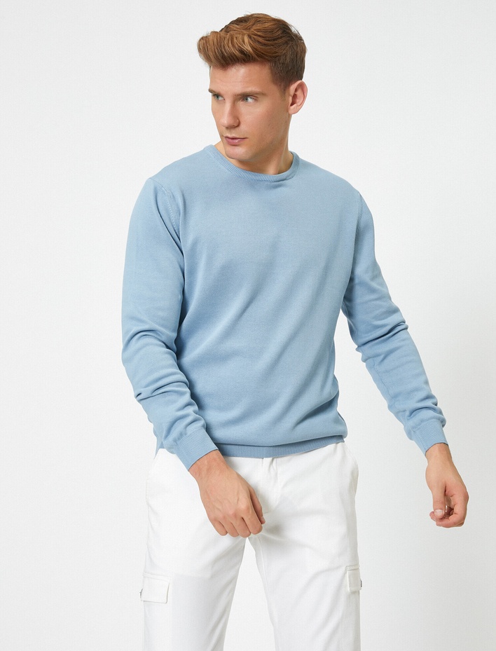  Basic Triko Kazak Bisiklet Yaka Uzun Kollu