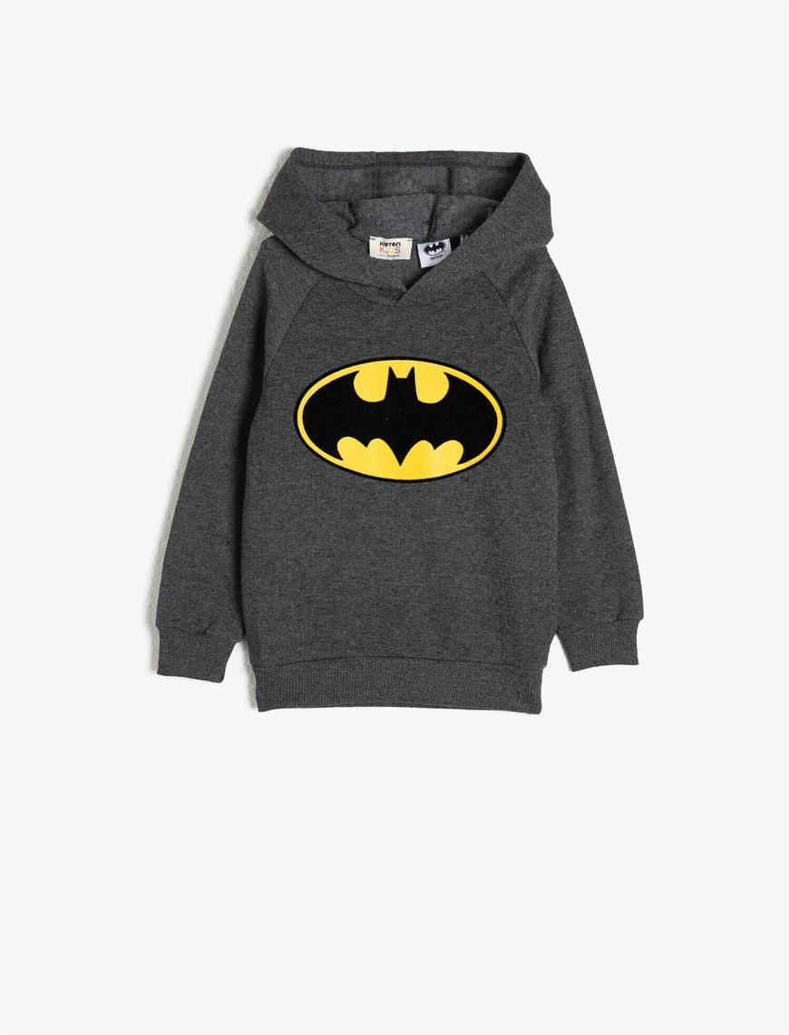  Erkek Çocuk Batman Lisansli Baskılı Kapüşonlu Sweatshirt