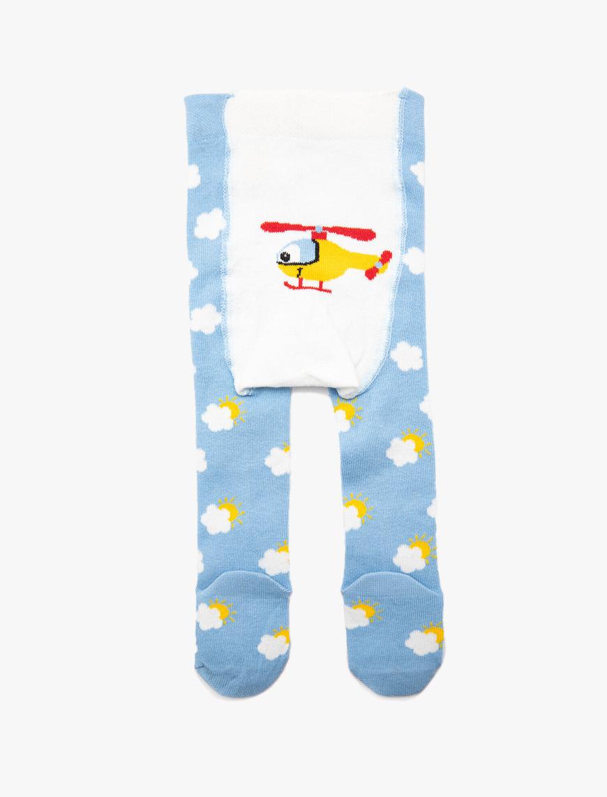  Erkek Bebek Baskılı Külotlu Çorap 20 Den
