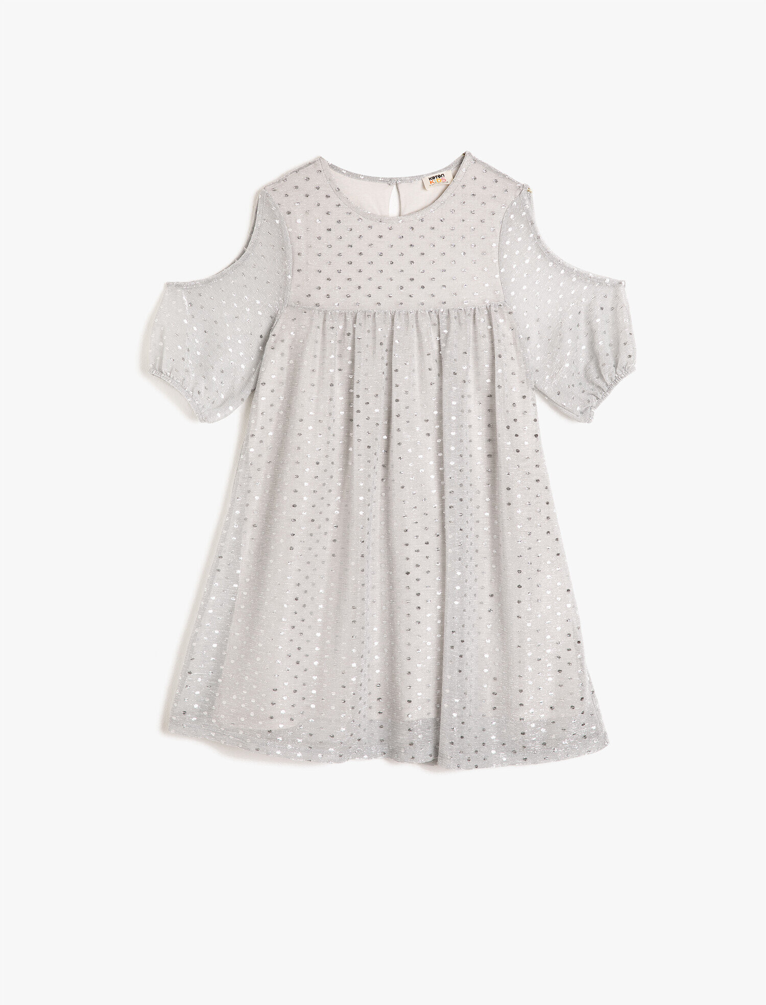  Kız Çocuk Bisiklet Yaka Kısa Kollu Pilili Elbise