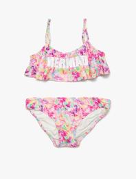 Bikini Takımı İnce Askılı Batik Desenli Baskılı