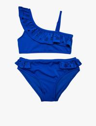 Bikini Seti Fırfırlı Tek Omuz 2 Parça