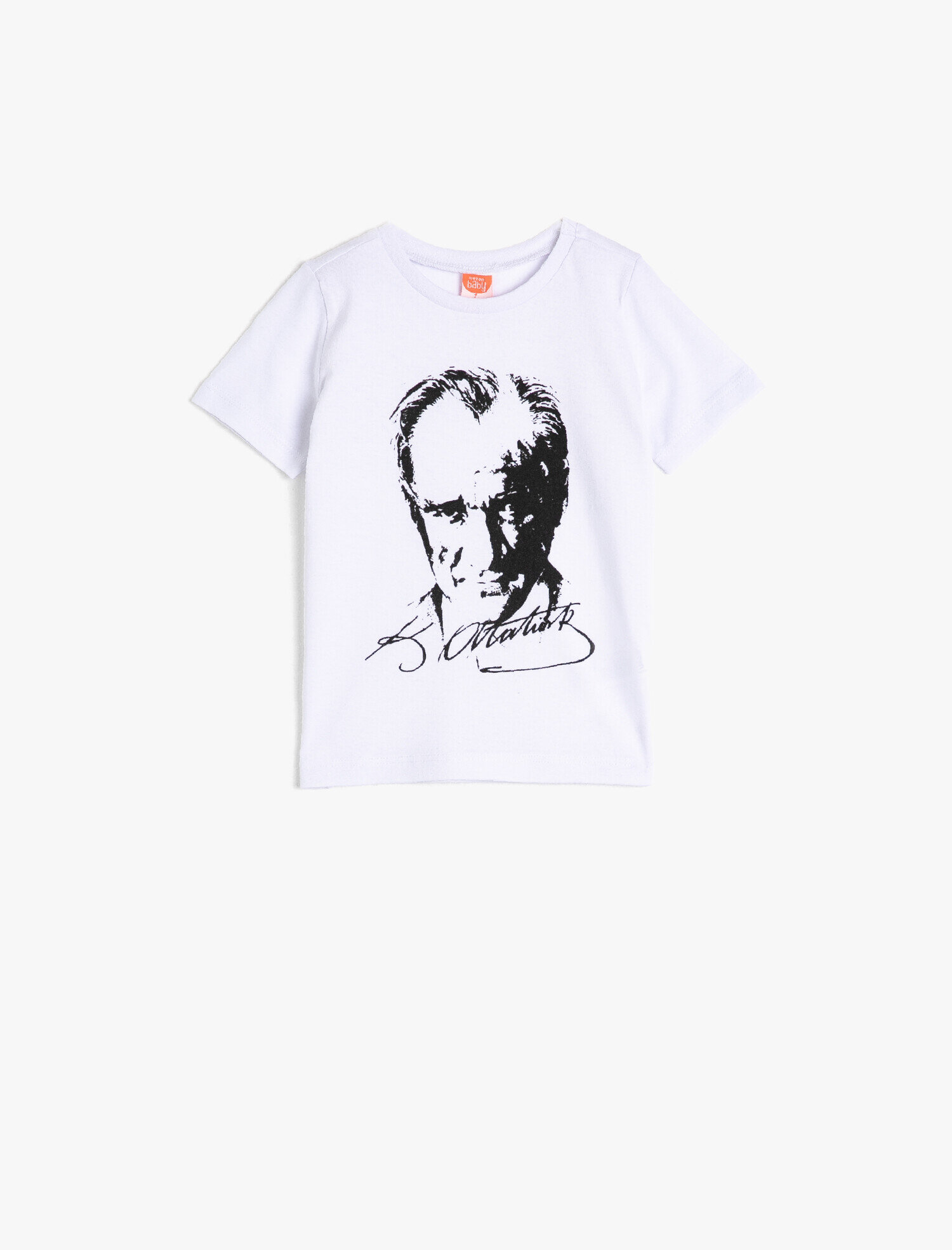  Erkek Bebek Pamuklu Bisiklet Yaka Atatürk Baskılı Tişört