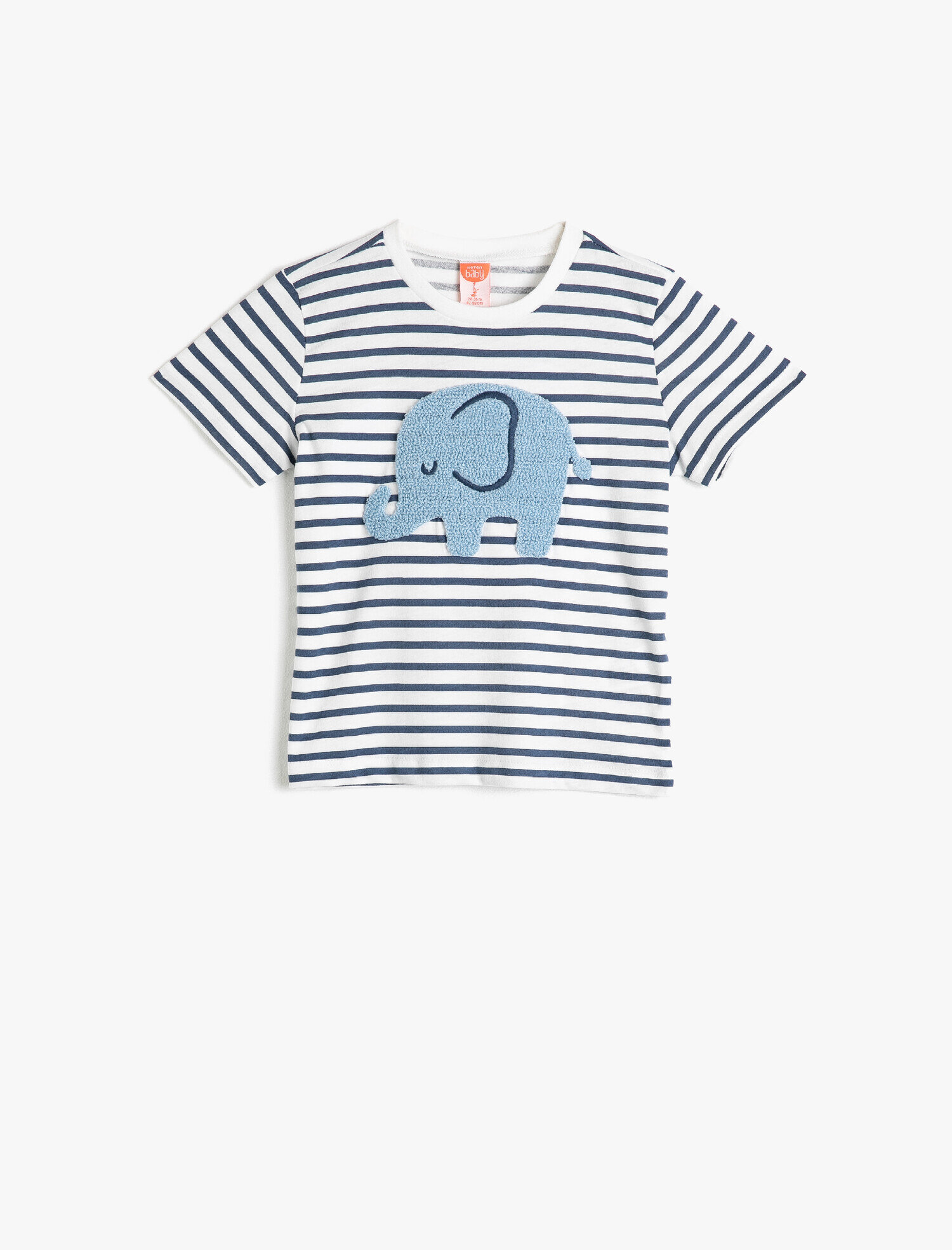 Erkek Bebek Bisiklet Yaka Kısa Kollu Çizgili Pamuklu Tişört