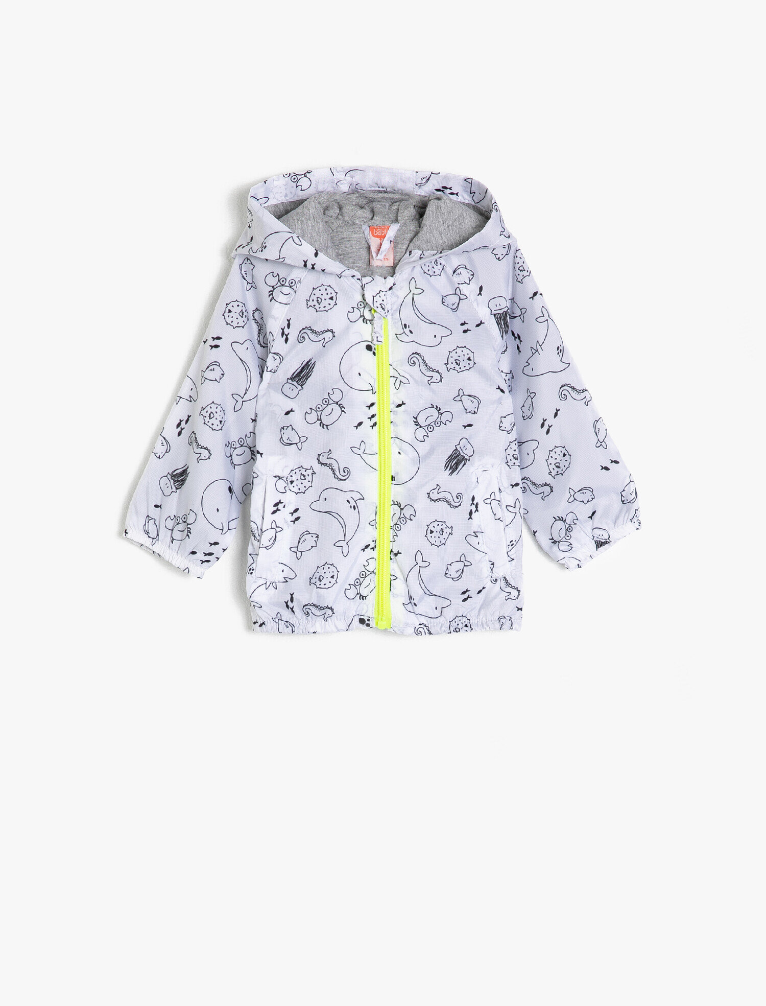  Erkek Bebek Kapüşonlu Baskılı Anorak