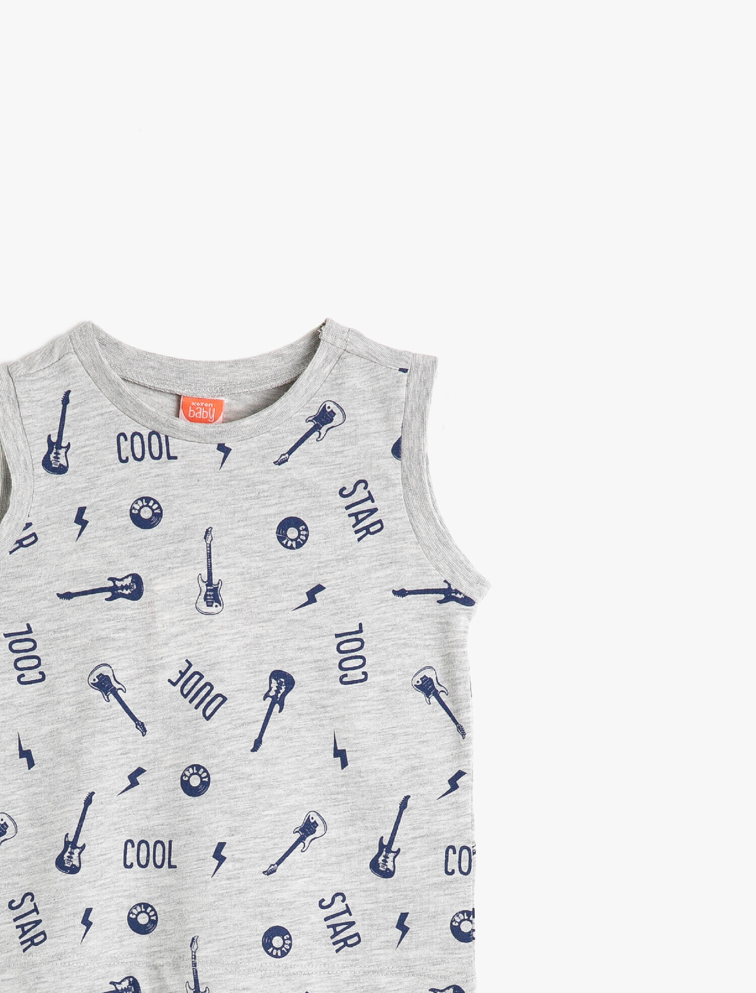  Erkek Bebek Bisiklet Yaka Kolsuz Yazılı Baskılı Atlet