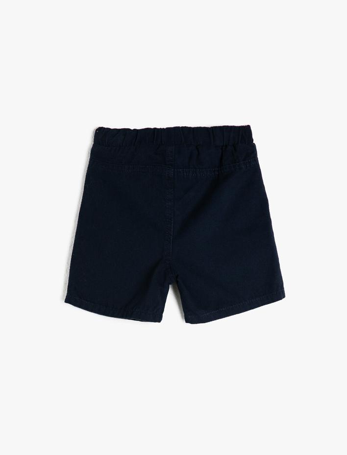 Erkek Bebek Beli Bağlamalı Basic Pamuklu Şort