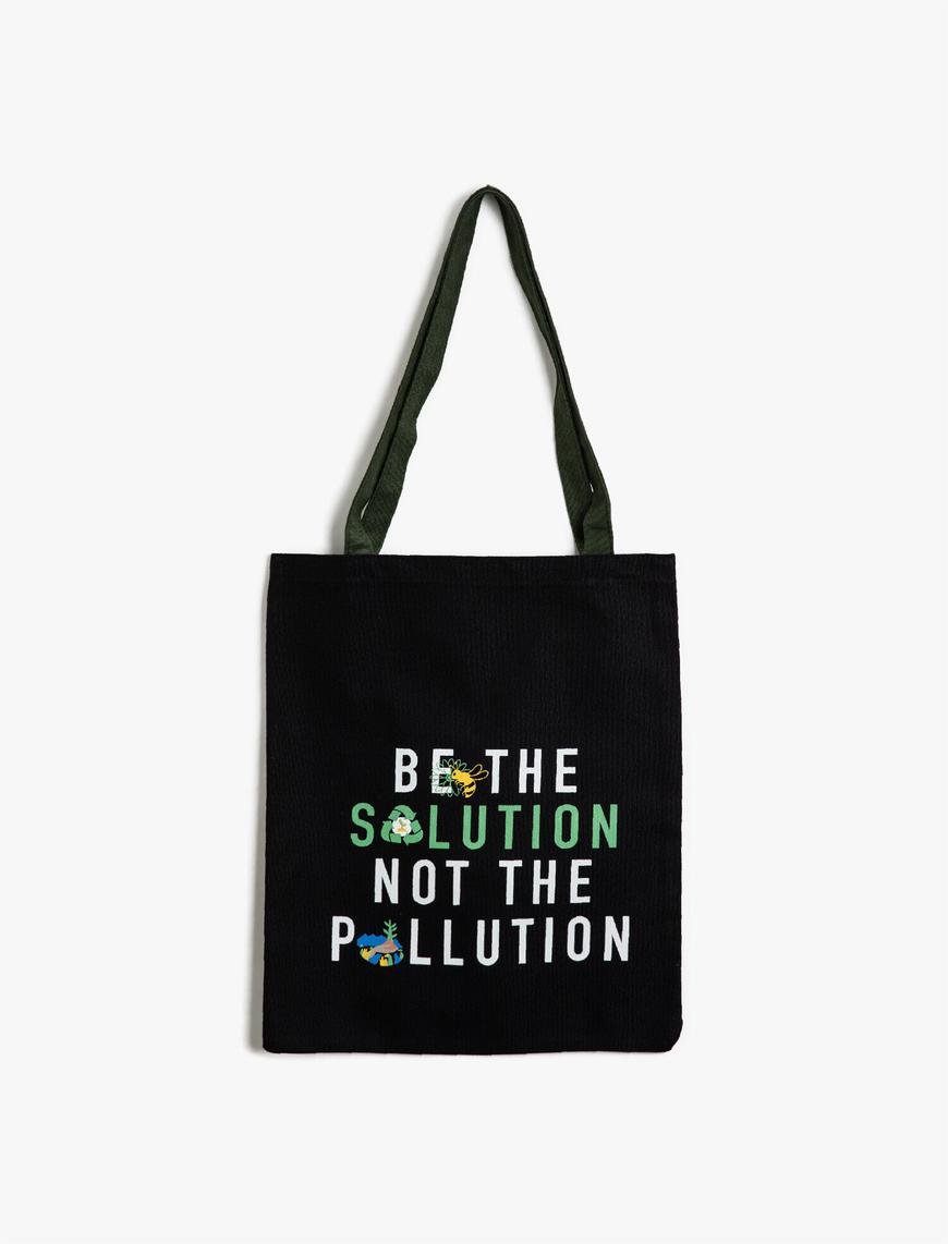  Kadın Organik Pamuk Yazılı Baskılı Bez Çanta