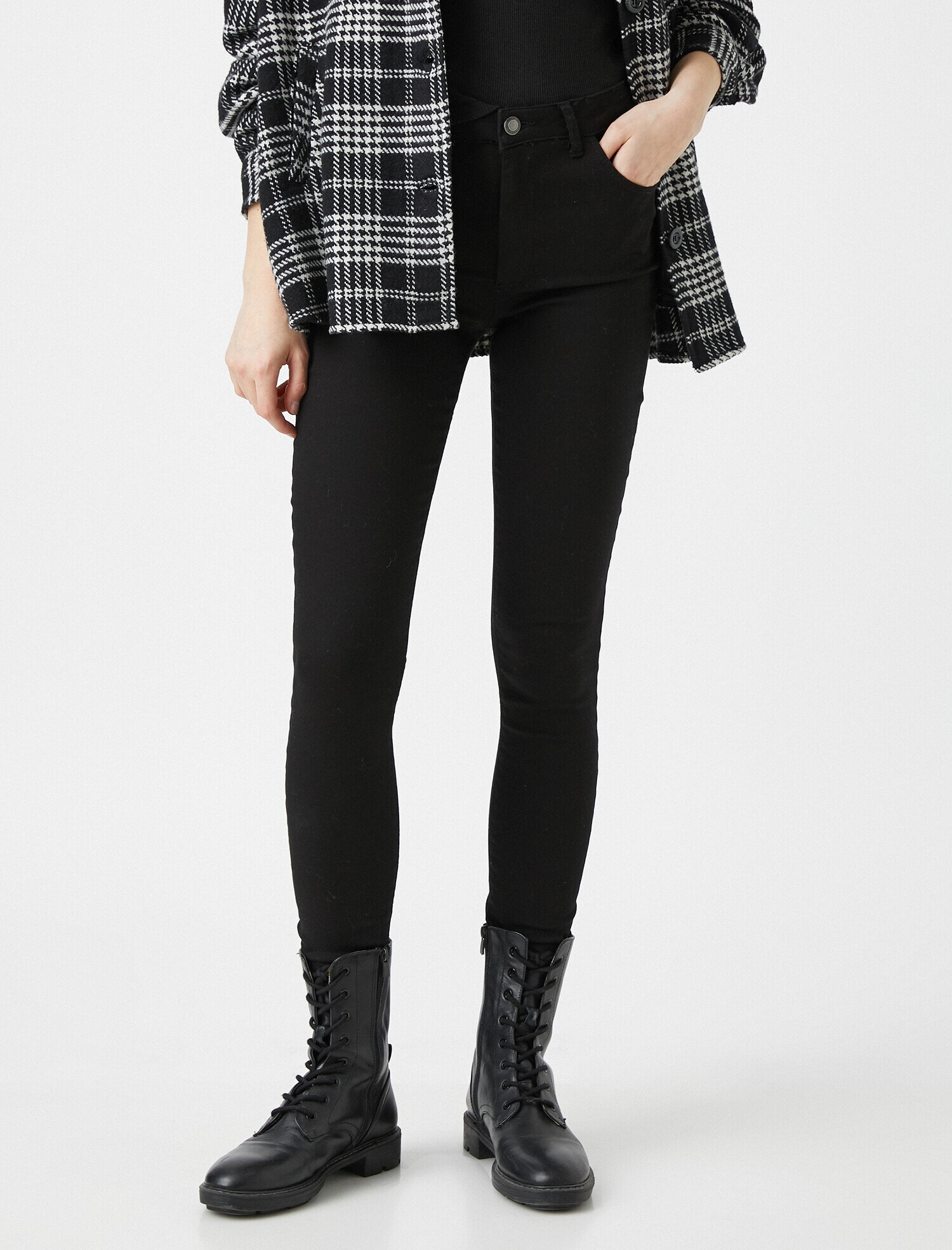   Pamuklu Yüksek Bel Dar Kesim Dar Paça Pantolon