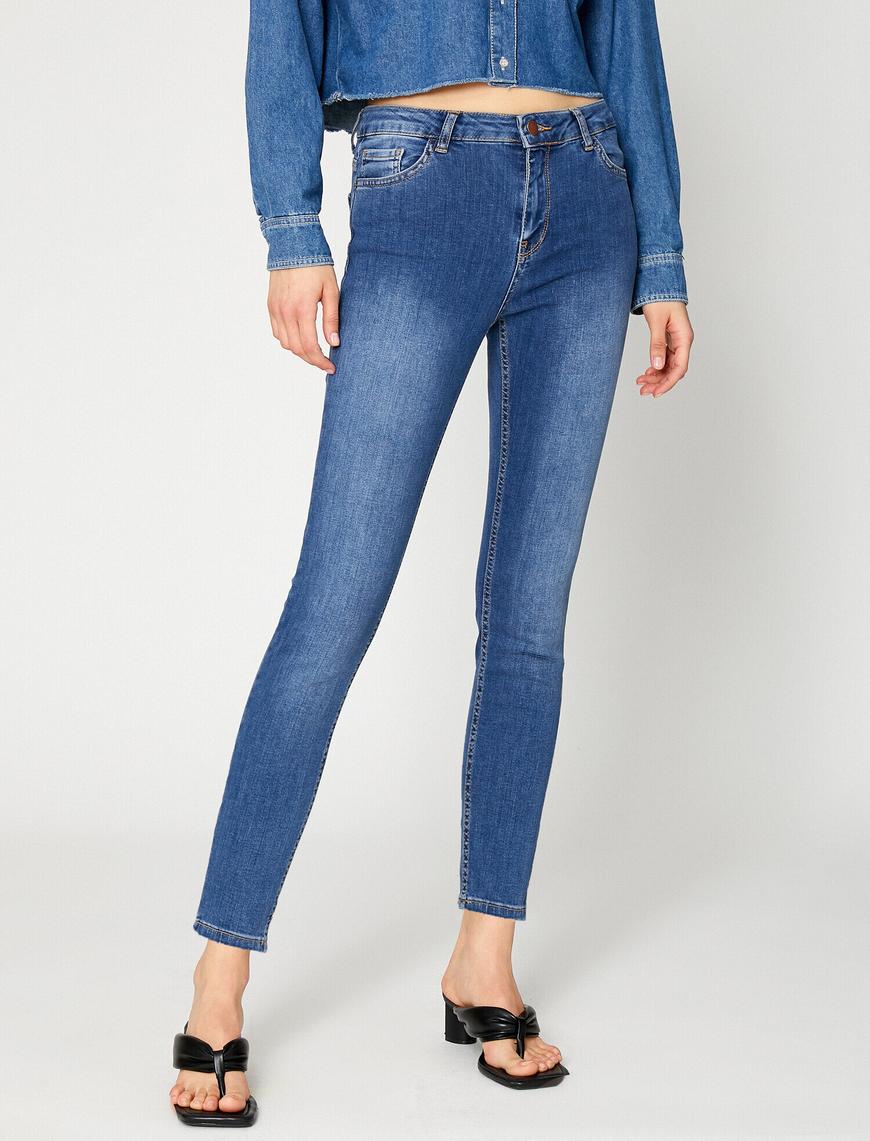   Normal Bel Toparlayıcı Dar Kesim Dar Paça Kot Pantolon - Push Up Jean