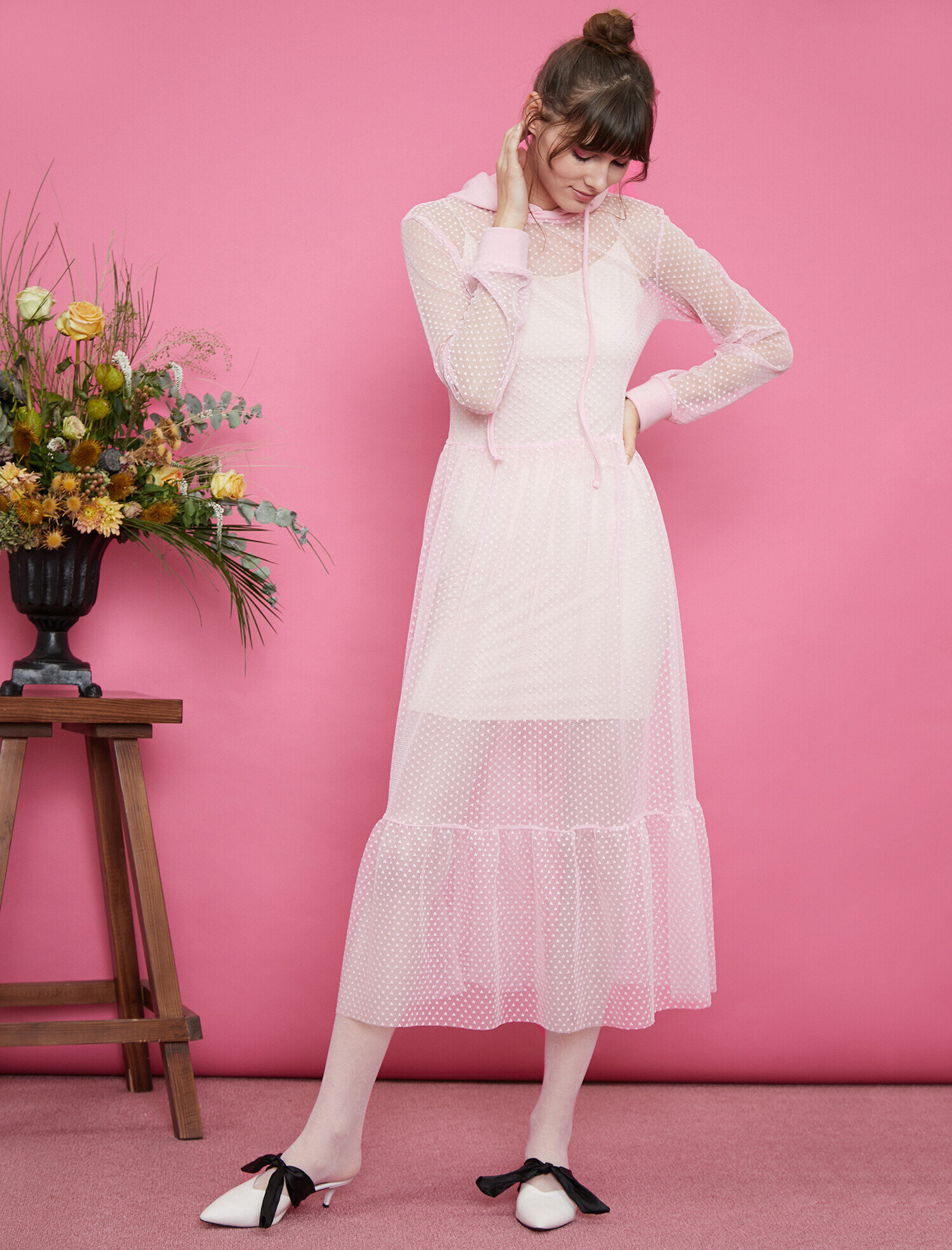   Maxi Elbise Tül Kapüşonlu