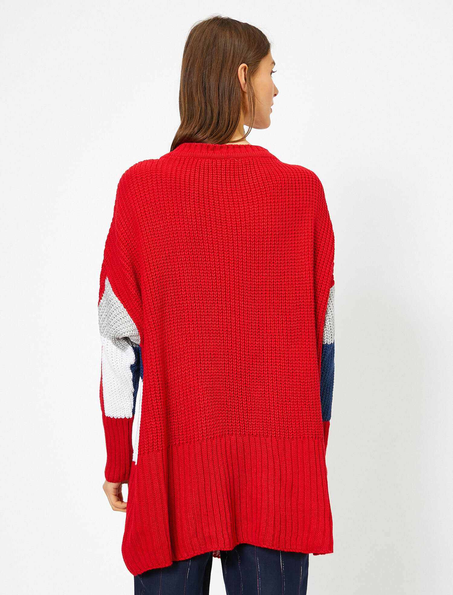   Renk Bloklu Triko Kazak