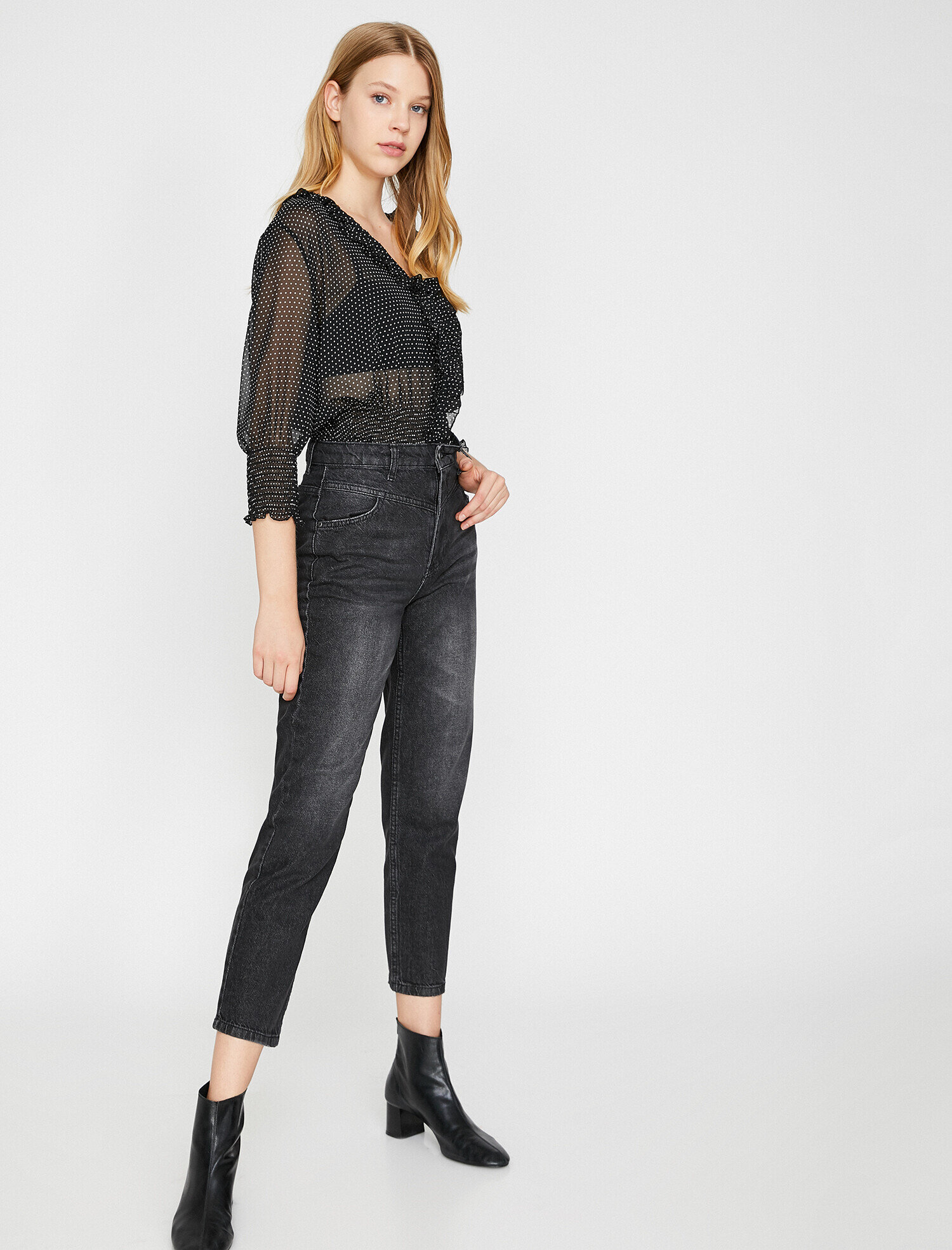   Mom Jean - Yüksek Bel Rahat Kesim Dar Paça Pantolon