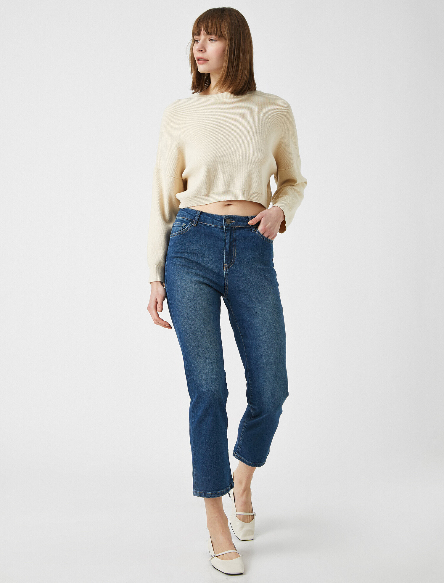   Eve Slim Jean - Yüksek Bel Normal Kesim Hafif Düz Paça Straight Jean Pantolon