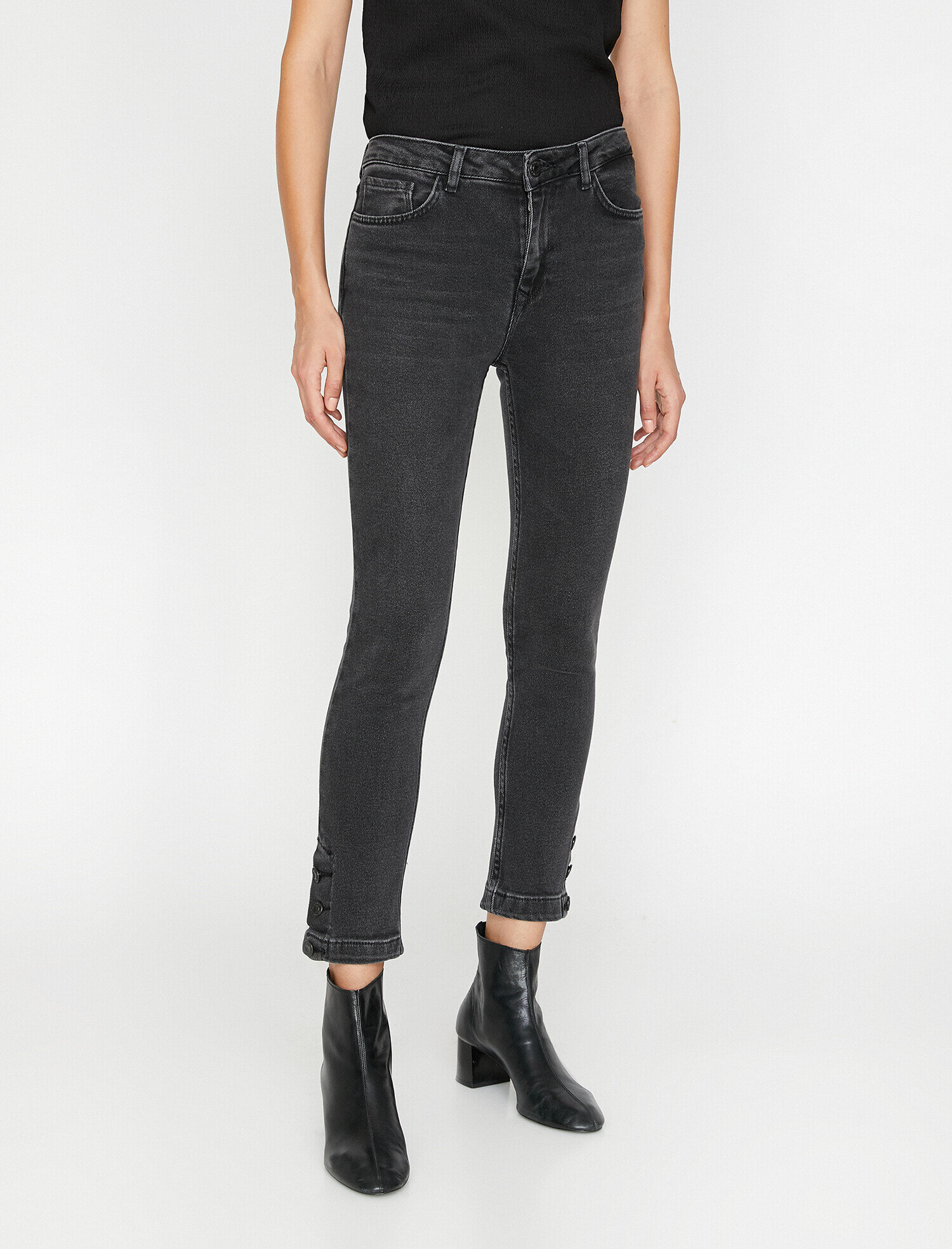   Yüksek Bel Dar Kesim Dar Paça Kot Pantolon - Carmen Jean