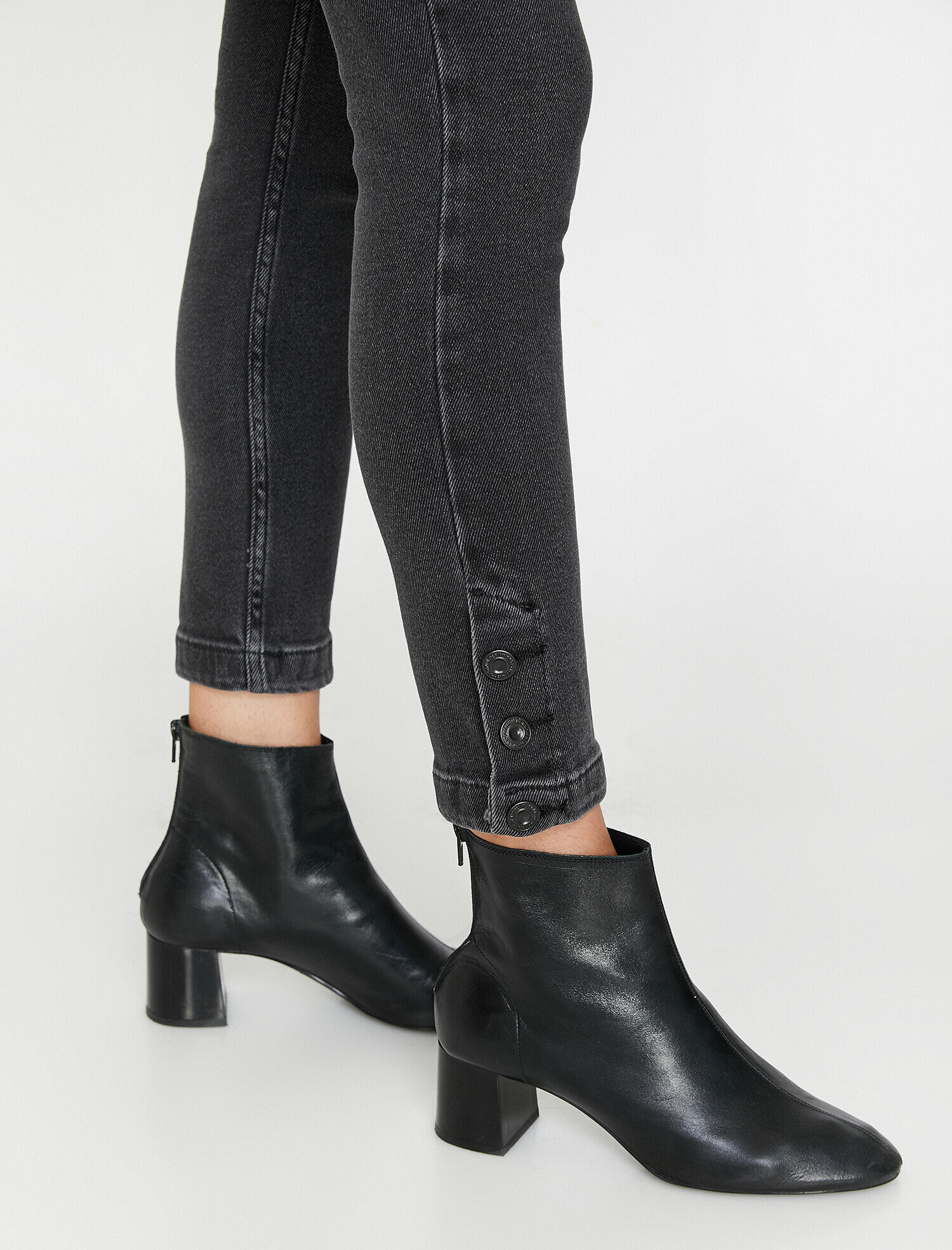   Yüksek Bel Dar Kesim Dar Paça Kot Pantolon - Carmen Jean