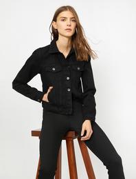 Düğme Detaylı Jean Ceket