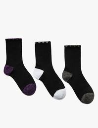 Yılbaşı Temalı Basic 3'lü Çorap Seti Sim Detaylı