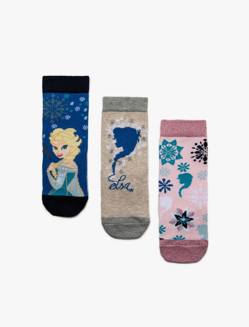  Kız Çocuk Çoklu Frozen Lisanslı Baskılı Çorap