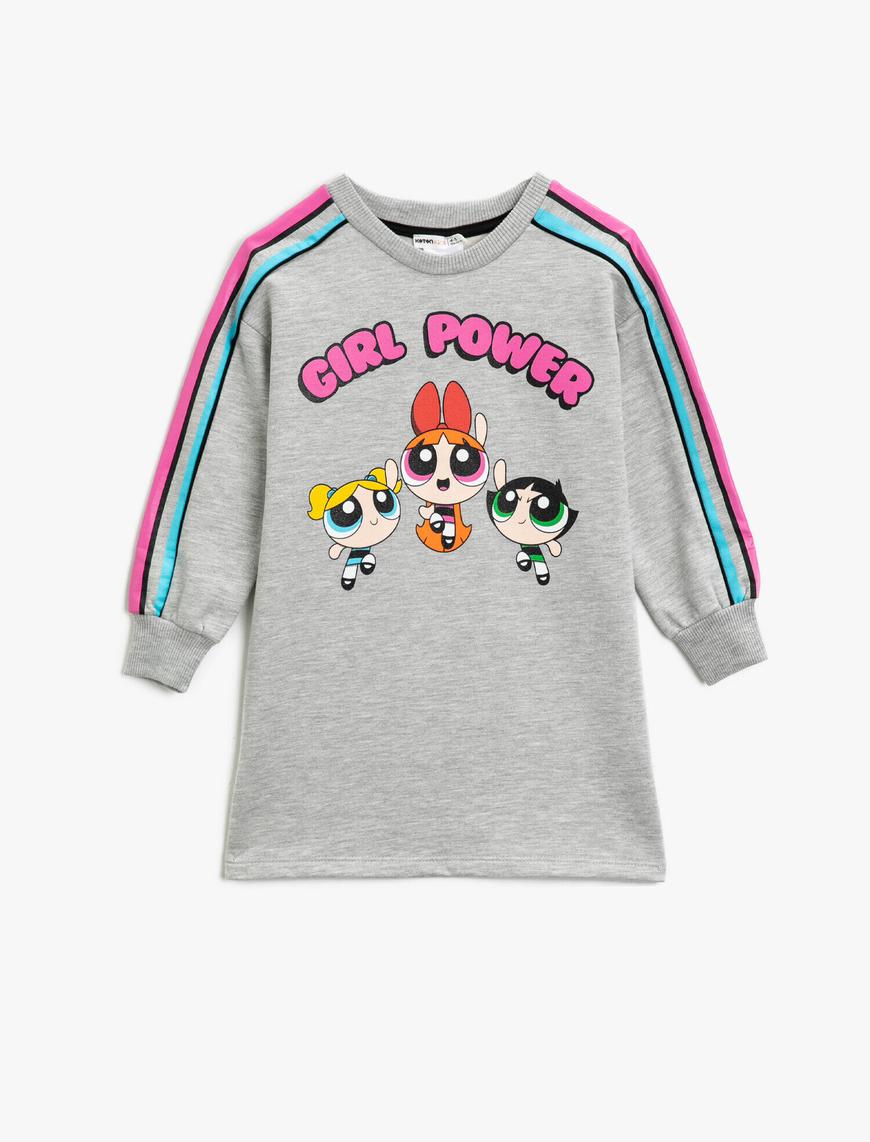  Kız Çocuk Power Puff Girls Lisanslı Yazılı Baskılı Elbise