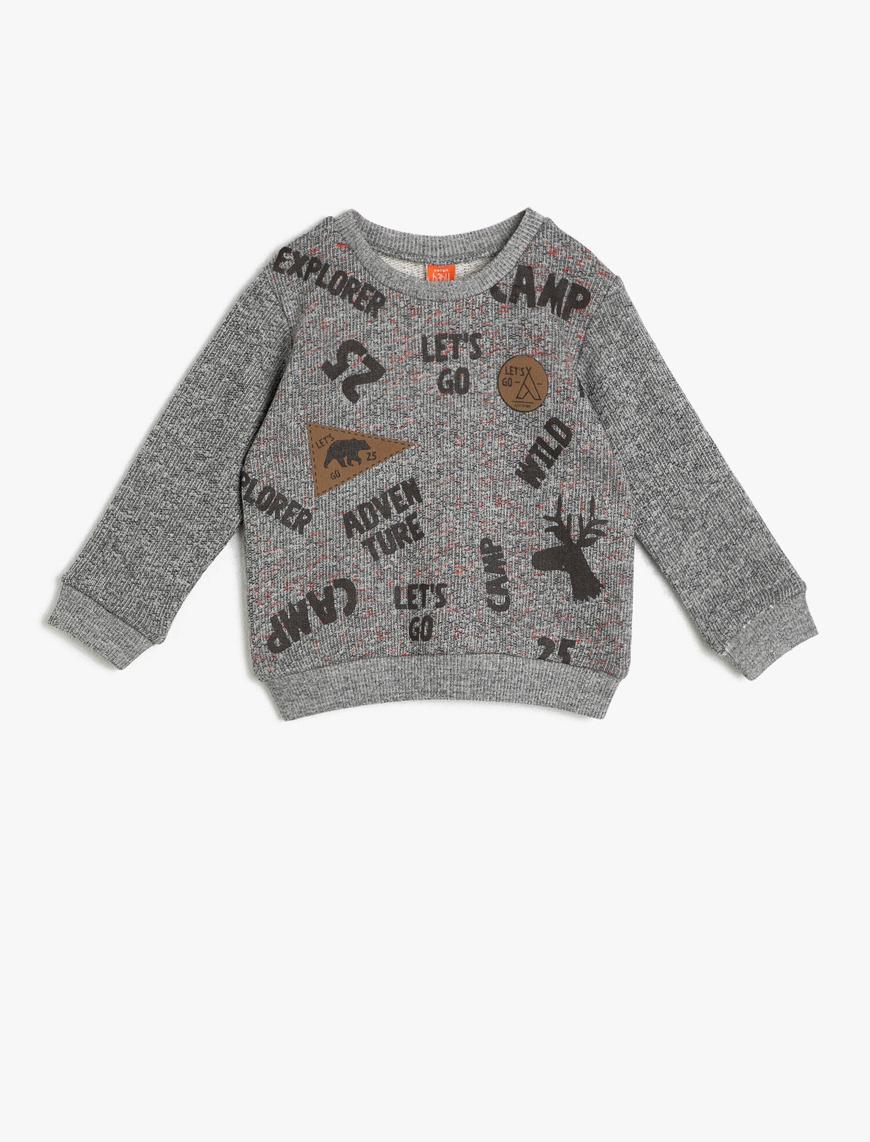  Erkek Bebek Yazılı Baskılı Sweatshirt