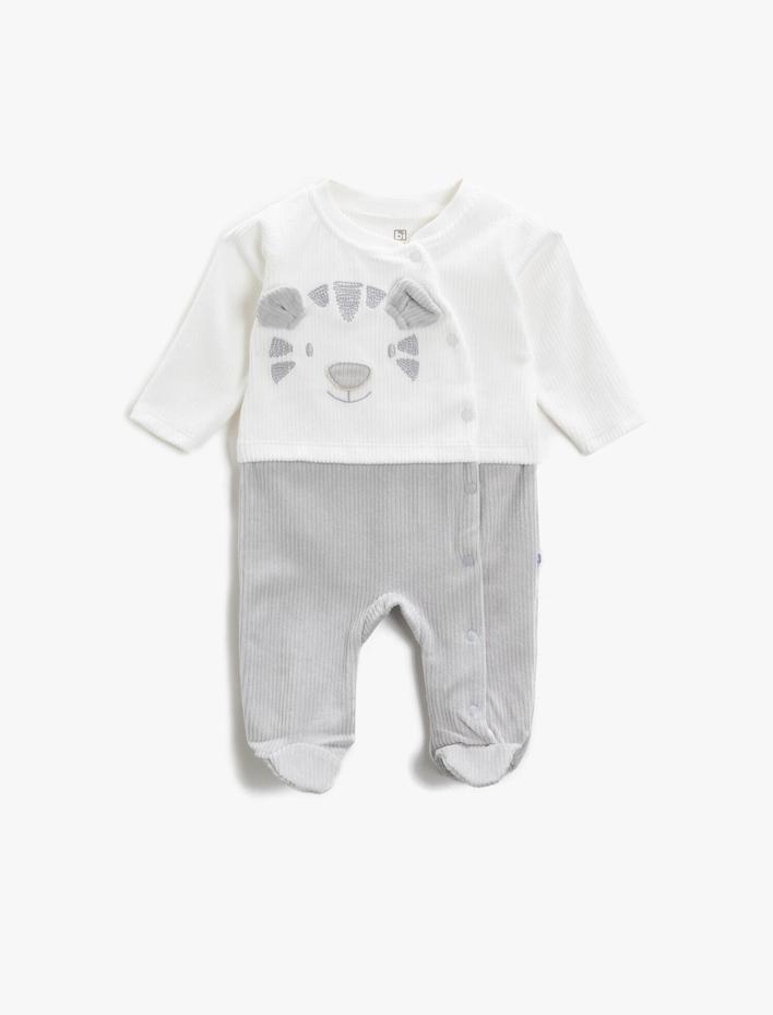 Erkek Bebek Fitilli Tulum Uzun Kollu Pamuklu Bibaby