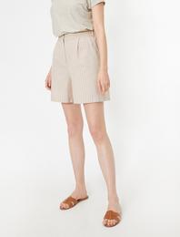 Keten Karışımlı Şort Cep Detaylı