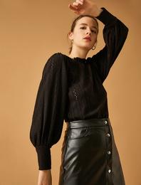 Uzun Kollu Tişört Fisto Yaka Detaylı