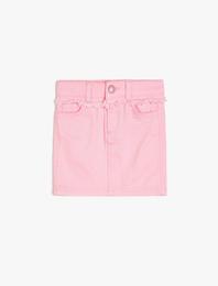 Cep Detaylı Jean Etek