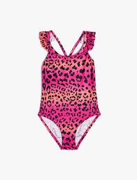 Mayo Leopar Desenli Fırfırlı