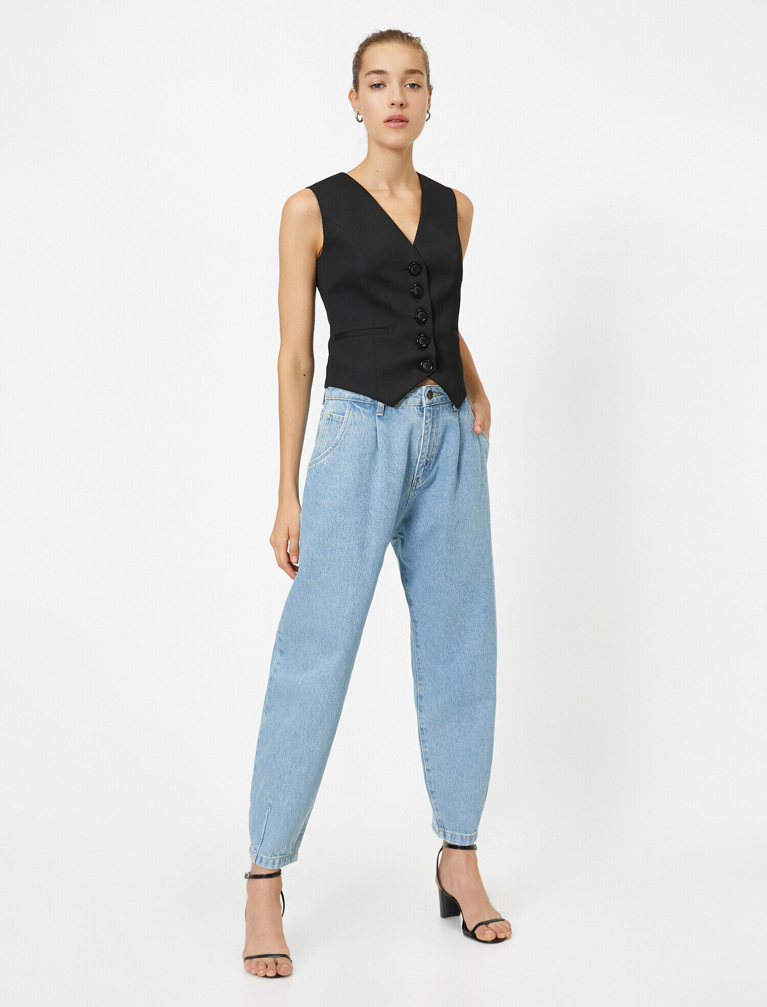   Slouchy Jean - Yüksek Bel Baldırı Bol Paçada Darlaşan Salaş Kesim Pantolon