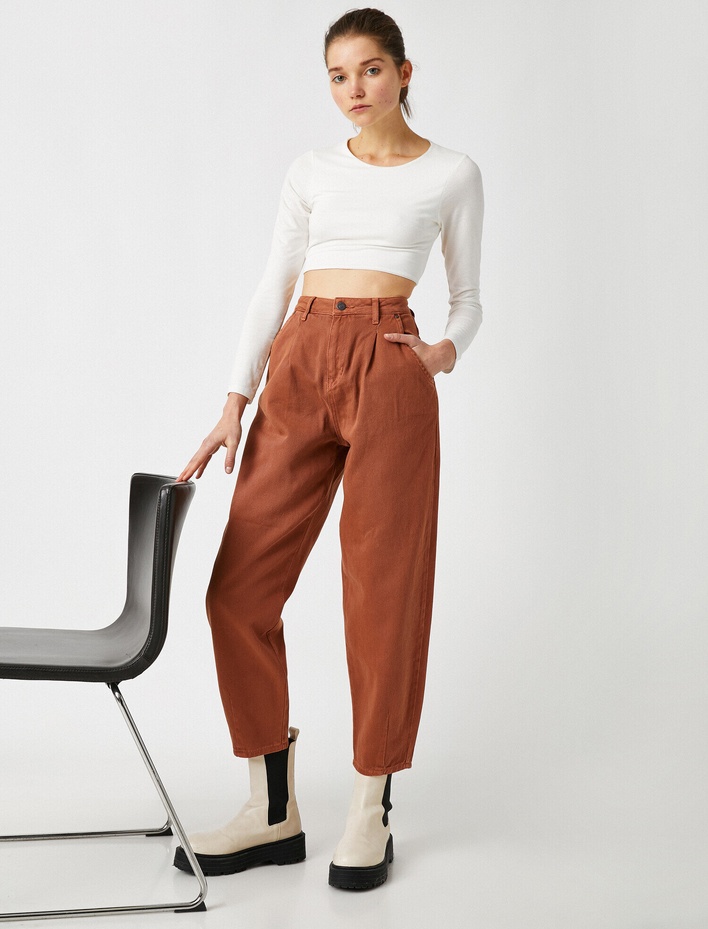  Yüksek Bel Pileli Pantolon