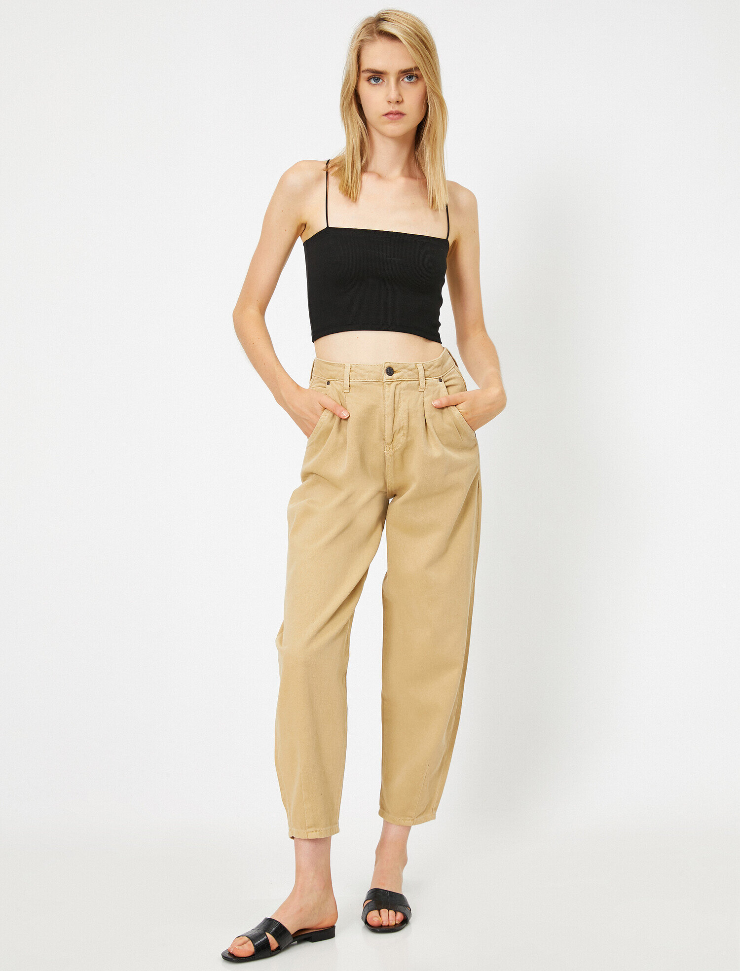   Yüksek Bel Pileli Pantolon