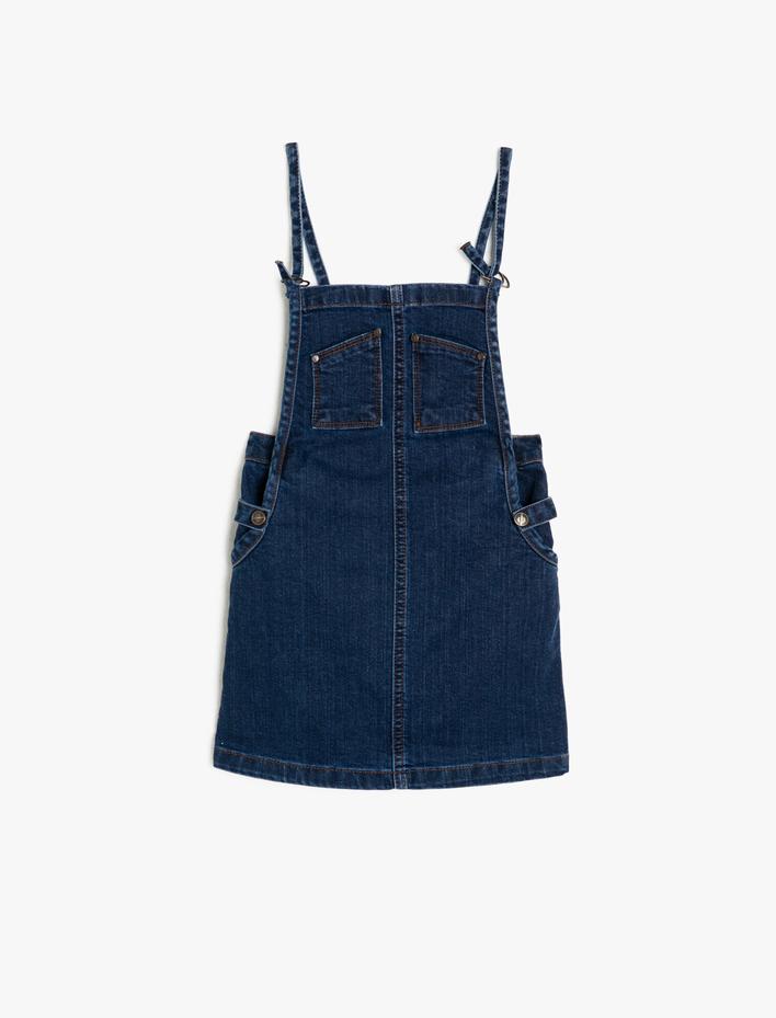 Kız Çocuk Cep Detaylı Jean Elbise