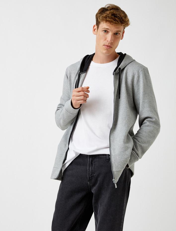  Kapşonlu Sweatshirt Fermuarlı