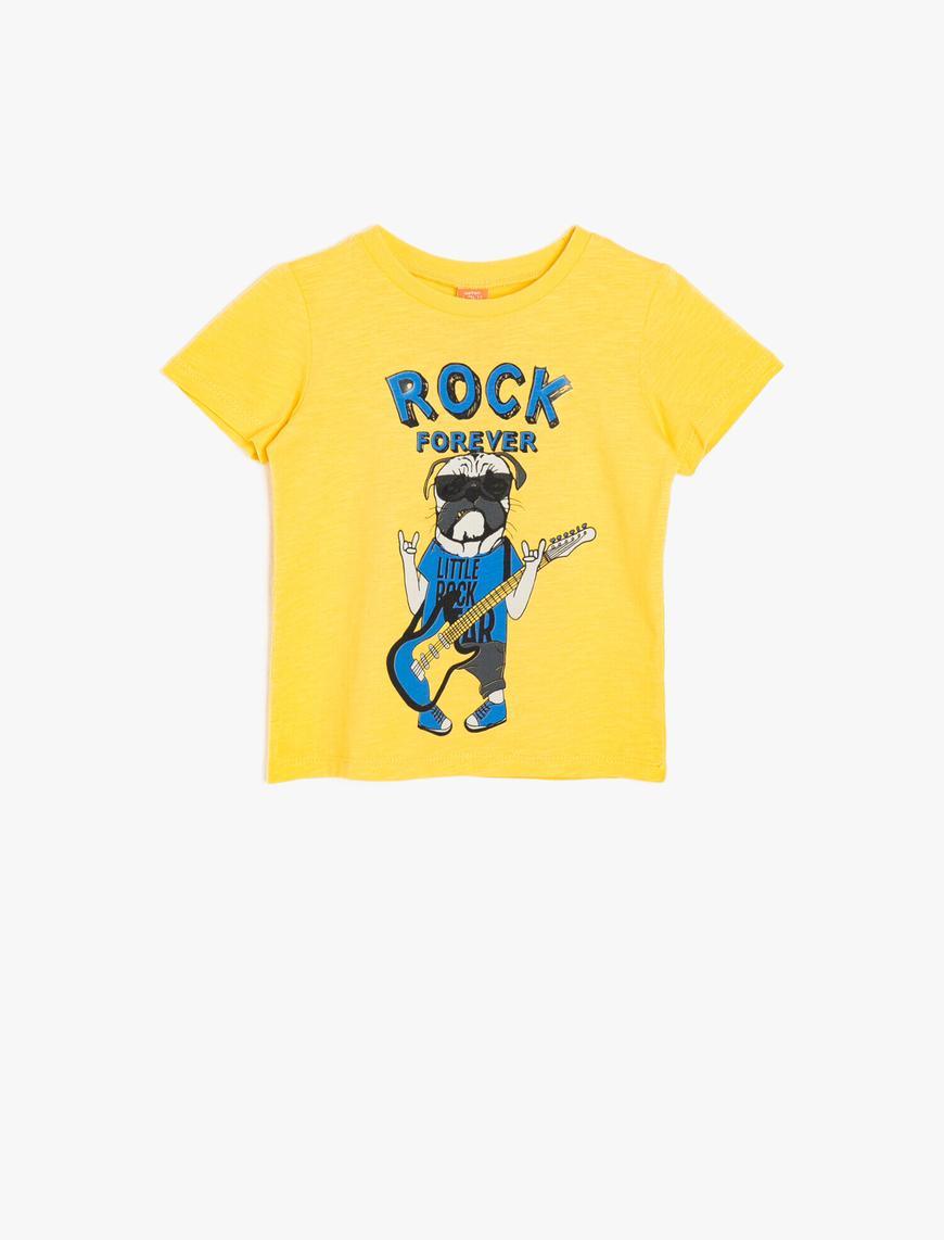  Erkek Bebek Koton Kids Love Tişört Kısa Kollu Grafik Köpek Baskılı Pamuklu