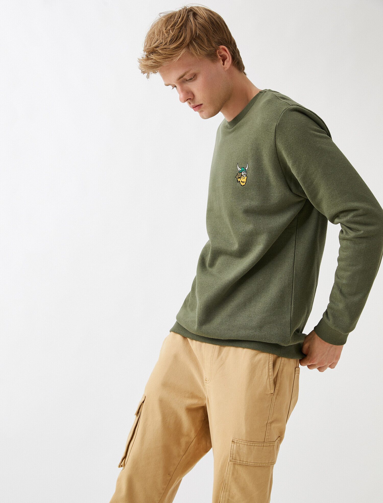   Nakışlı Sweatshirt Bisiklet Yaka