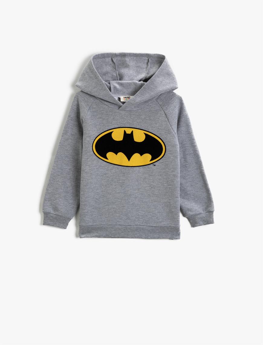  Erkek Çocuk Batman Baskılı Sweatshirt Kapüşonlu