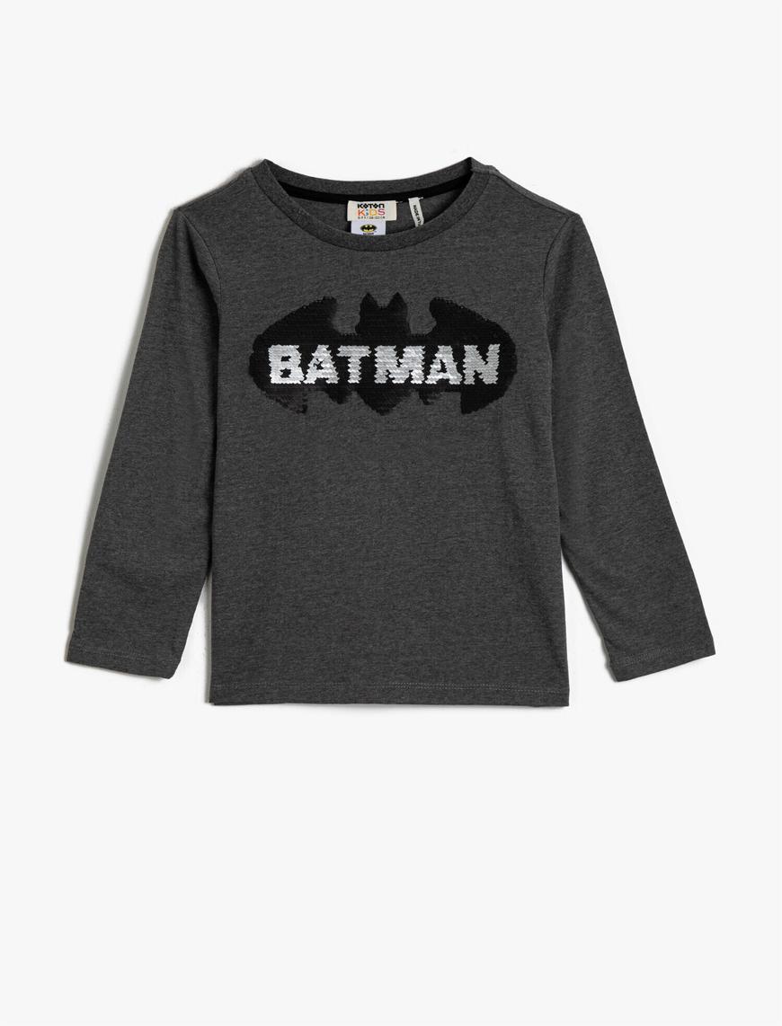  Erkek Çocuk Batman Lisanslı Tişört Pamuklu Uzun Kollu
