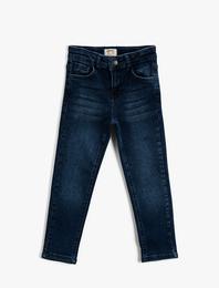 Kot Pantolon Dar Paça Pamuklu Cepli - Slim Jean