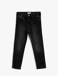 Kot Pantolon Dar Paça Pamuklu Cepli - Slim Jean