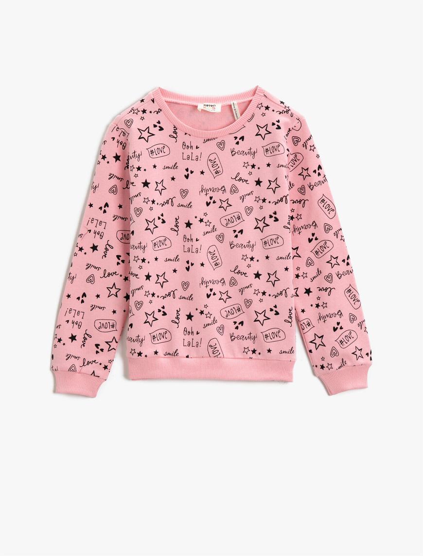  Kız Çocuk Baskılı Sweatshirt Pamuklu
