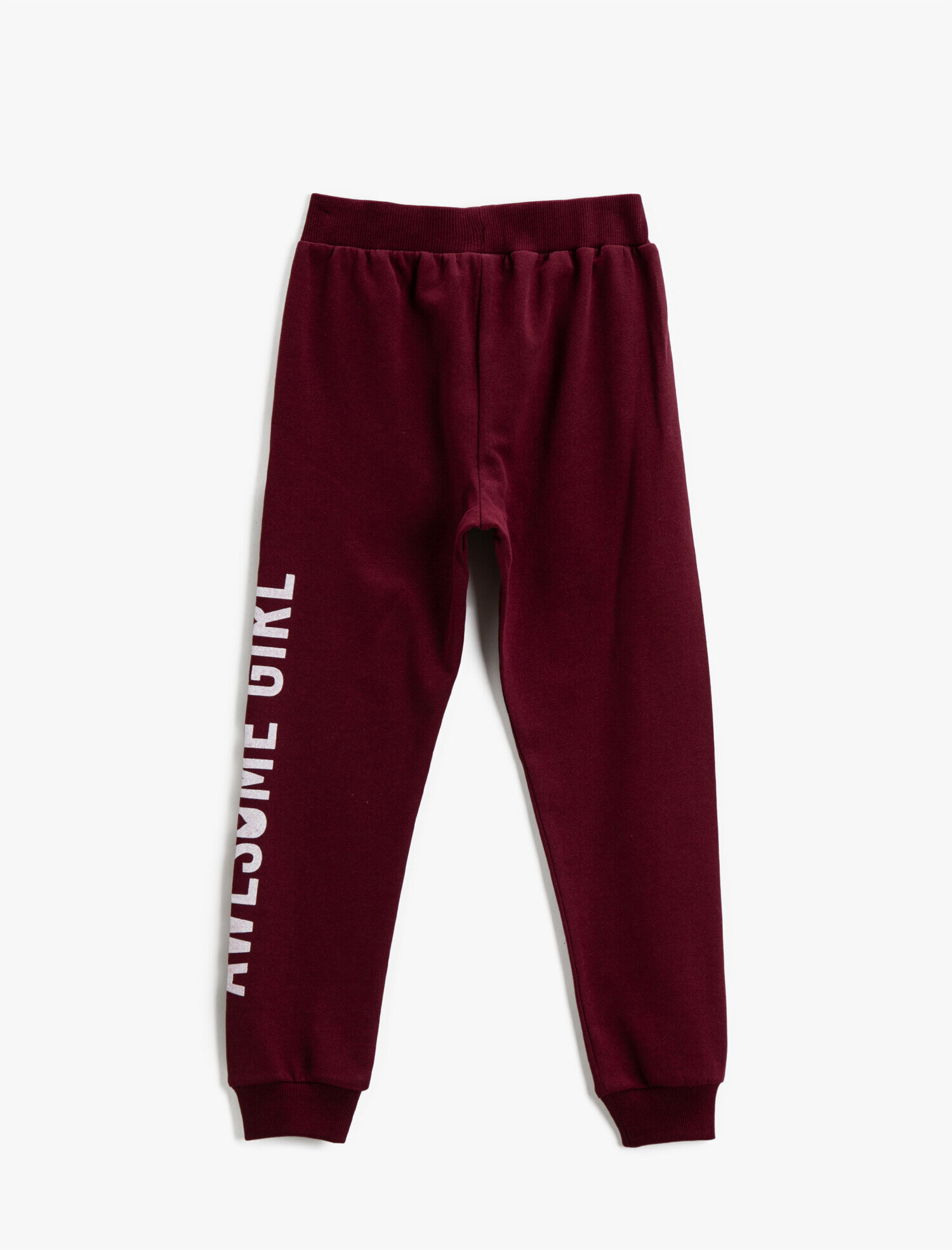  Kız Çocuk Sloganlı Baskılı Eşofman Altı Pamuklu Önden Bağlamalı